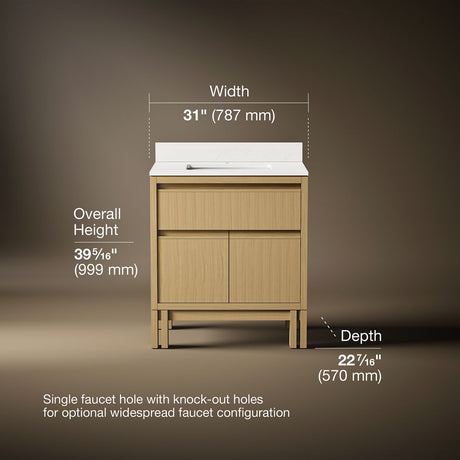 Solive™ 30" bathroom vanity cabinet with sink and quartz top