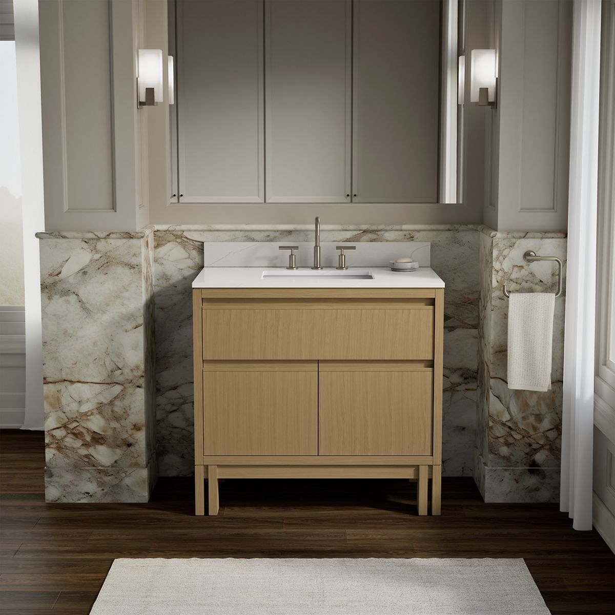 Solive™ 36" bathroom vanity cabinet with sink and quartz top