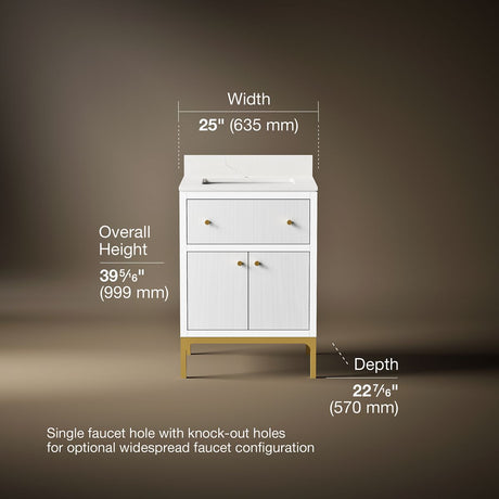 Calpa® 24" bathroom vanity cabinet with sink and quartz top