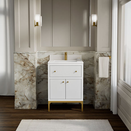 Calpa® 24" bathroom vanity cabinet with sink and quartz top