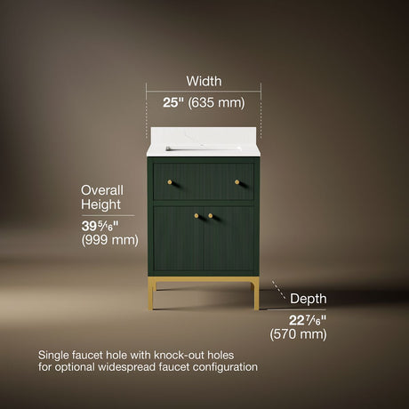 Calpa® 24" bathroom vanity cabinet with sink and quartz top