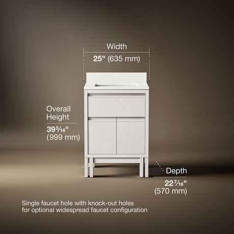 Solive™ 24" bathroom vanity cabinet with sink and quartz top