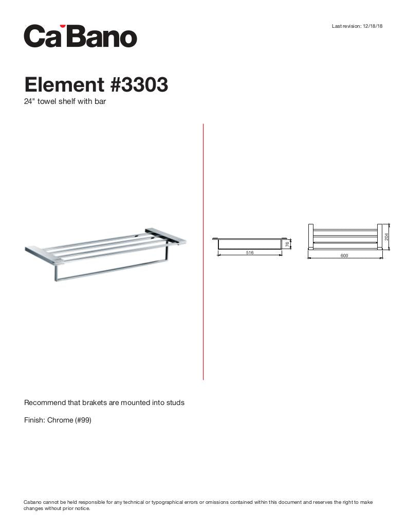24" towel shelf with bar