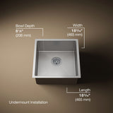 Strive® 18-1/4" undermount single-bowl bar sink