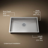Strive® 29" undermount single-bowl kitchen sink