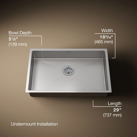 Strive® 29" undermount single-bowl kitchen sink