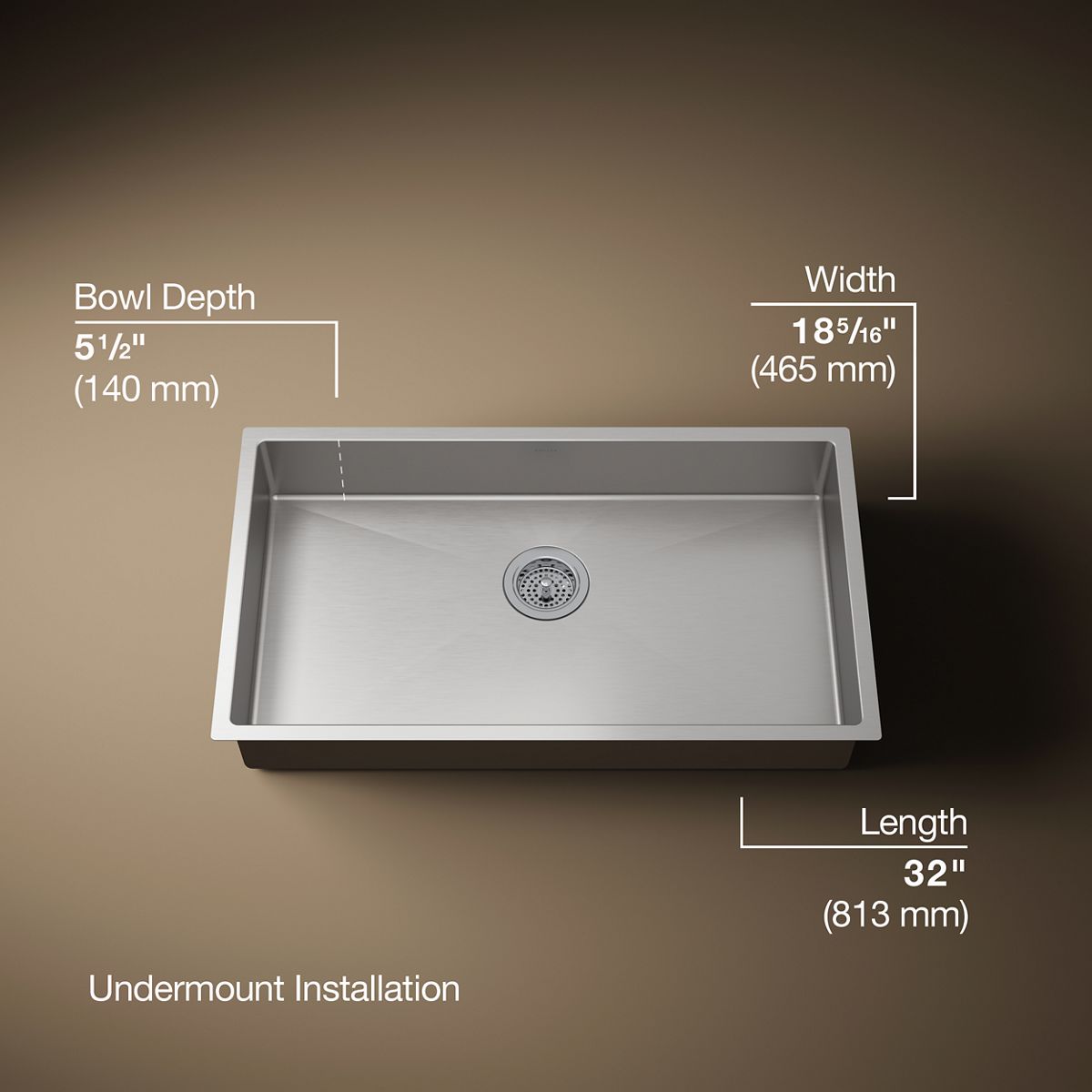 Strive® 32" undermount single-bowl kitchen sink
