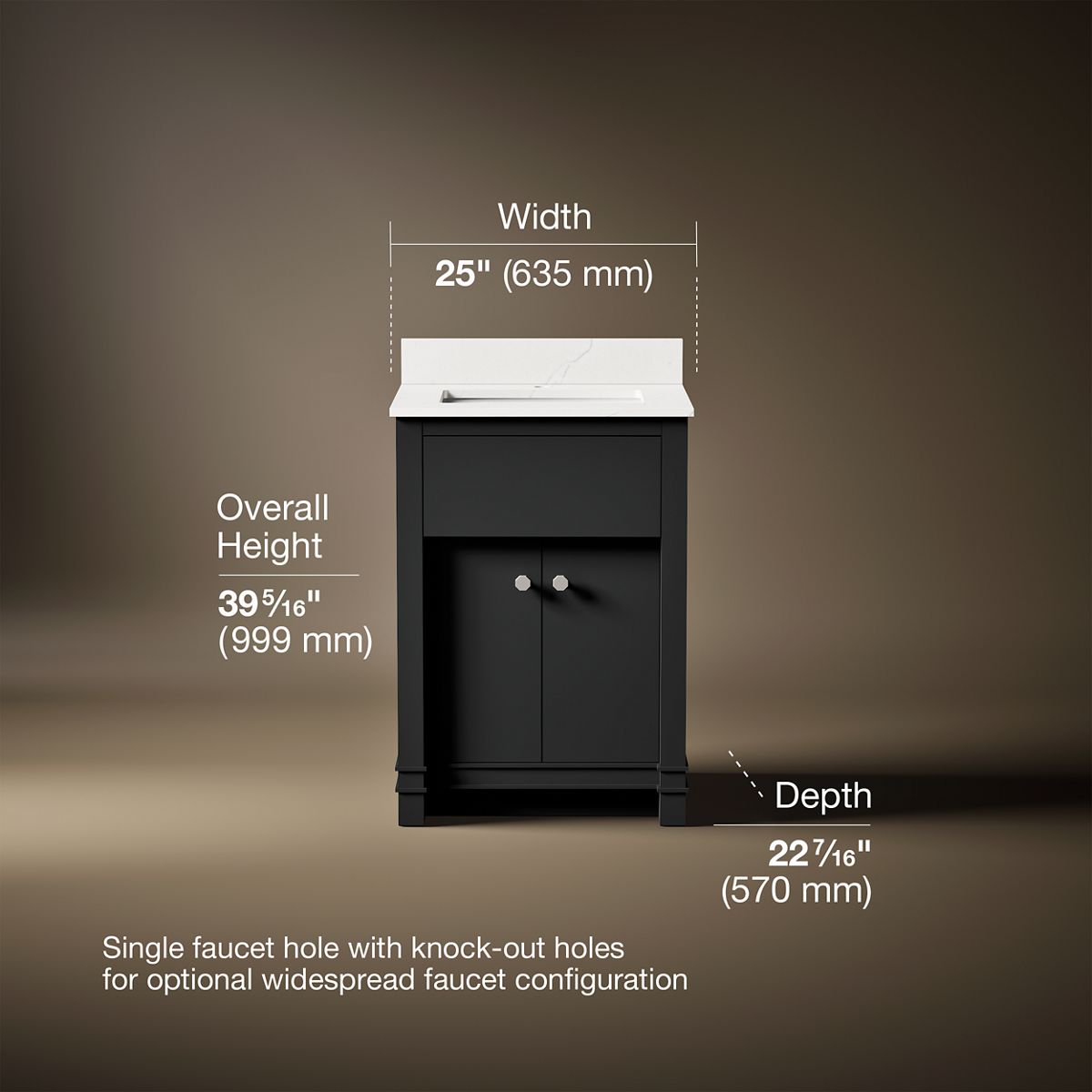 Alouette™ 24" bathroom vanity cabinet with sink and quartz top