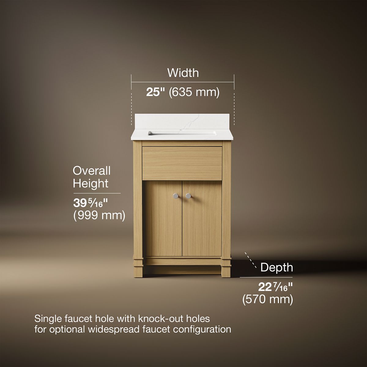 Alouette™ 24" bathroom vanity cabinet with sink and quartz top