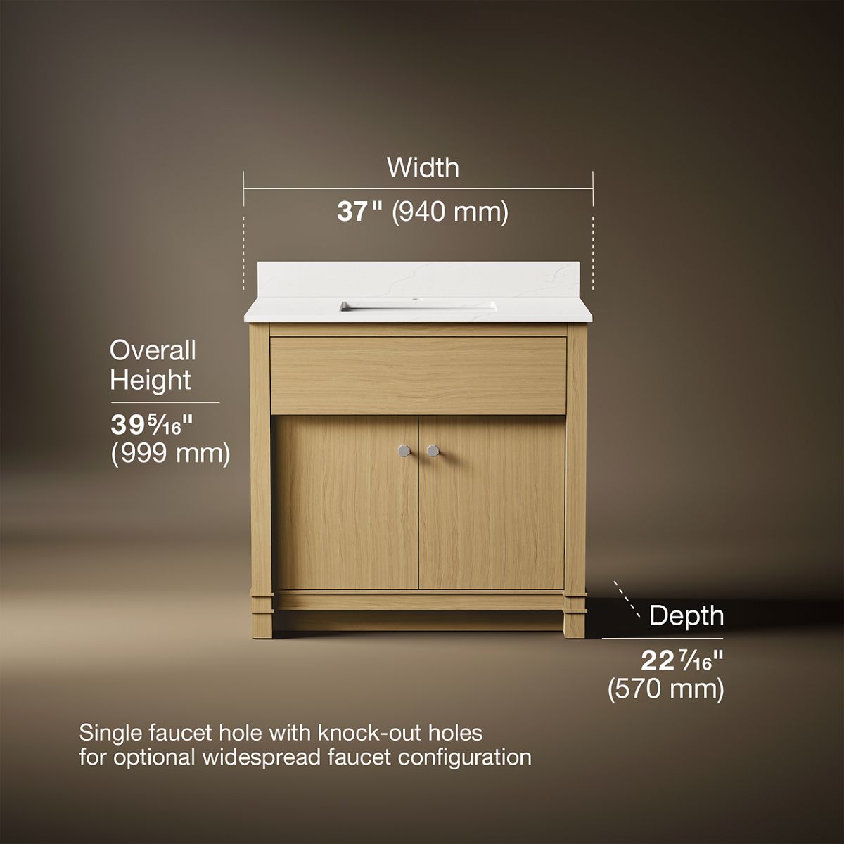 Alouette™ 36" bathroom vanity cabinet with sink and quartz top