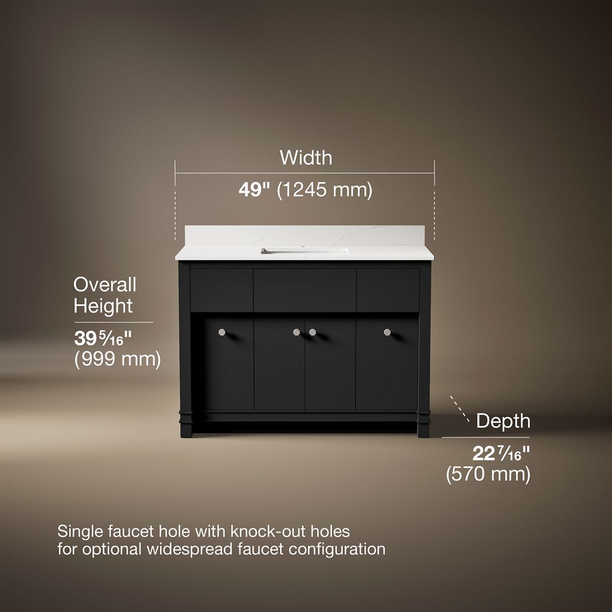 Alouette™ 48" bathroom vanity cabinet with sink and quartz top