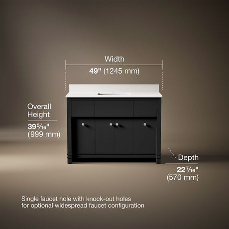Alouette™ 48" bathroom vanity cabinet with sink and quartz top