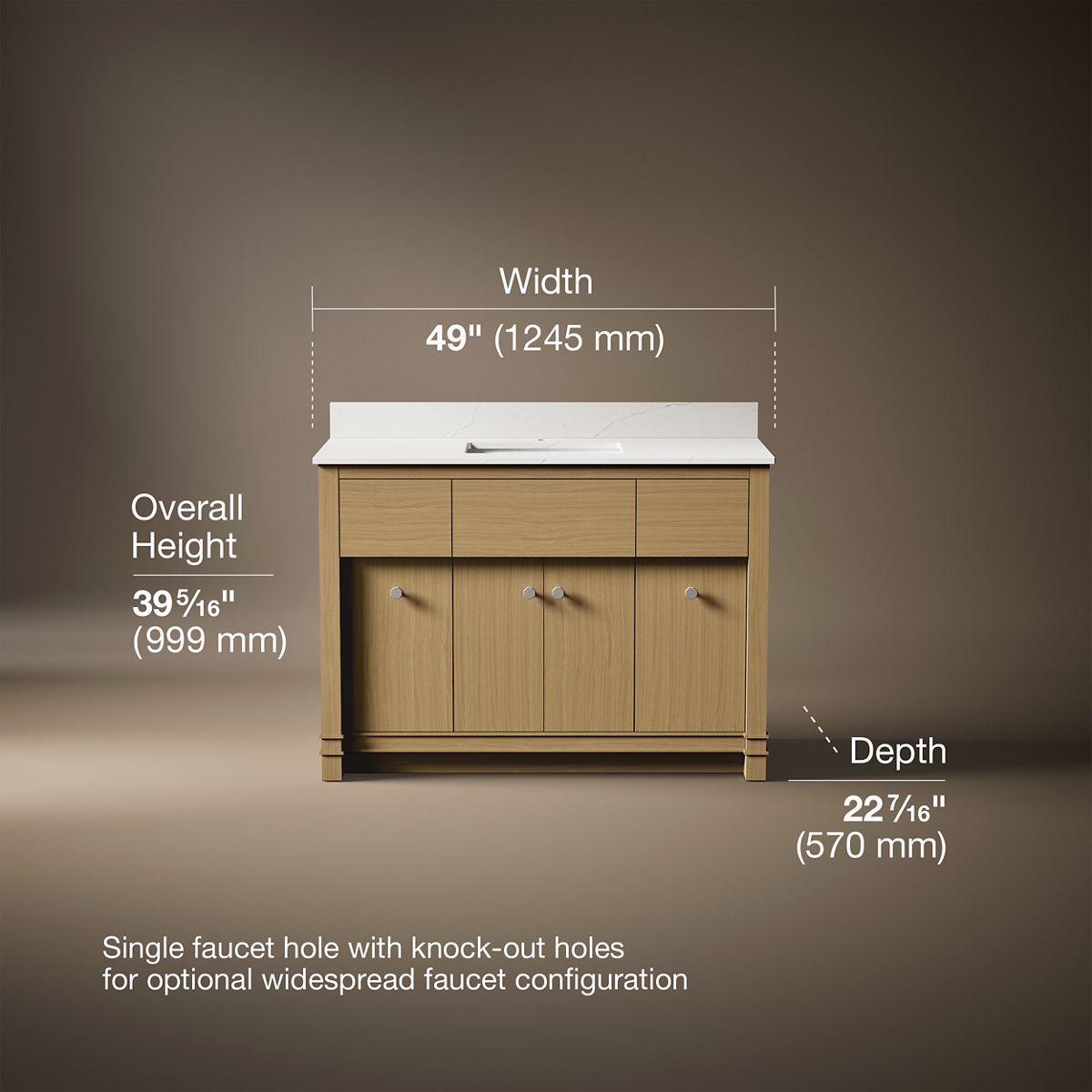 Alouette™ 48" bathroom vanity cabinet with sink and quartz top
