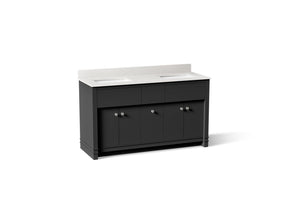 Alouette™ 60" bathroom vanity cabinet with sinks and quartz top