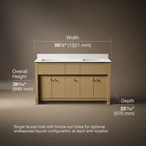 Alouette™ 60" bathroom vanity cabinet with sinks and quartz top