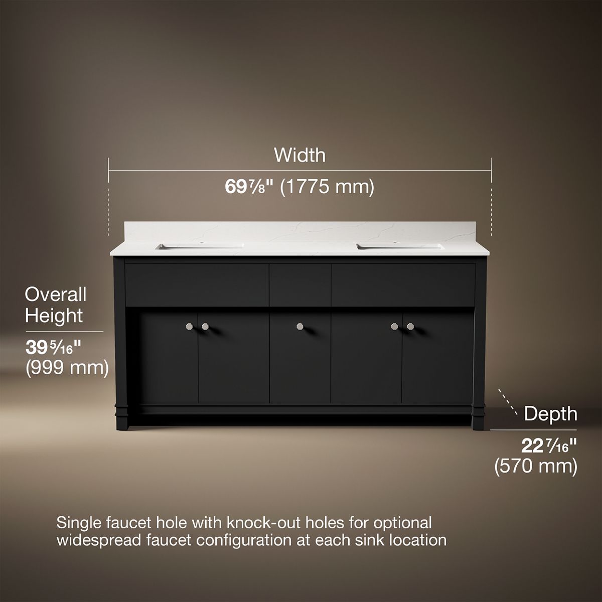 Alouette™ 72" bathroom vanity cabinet with sinks and quartz top
