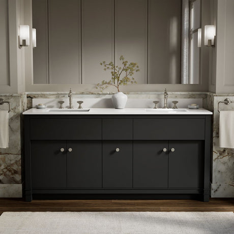 Alouette™ 72" bathroom vanity cabinet with sinks and quartz top