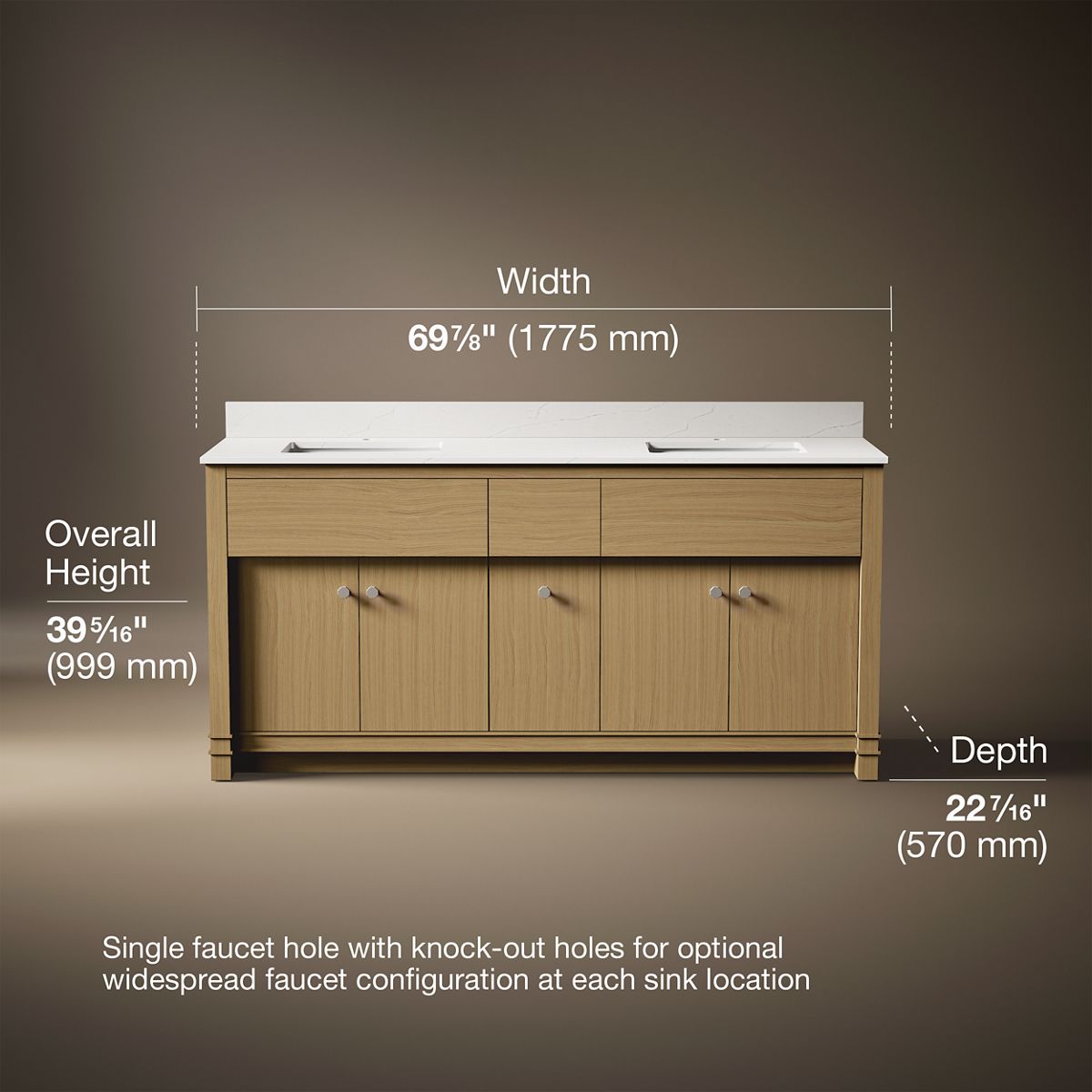 Alouette™ 72" bathroom vanity cabinet with sinks and quartz top