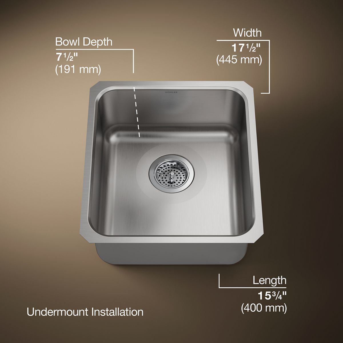 Undertone® 15-3/4" undermount single-bowl bar sink