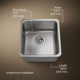 Undertone® 15-3/4" undermount single-bowl bar sink