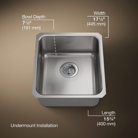 Undertone® 15-3/4" undermount single-bowl bar sink