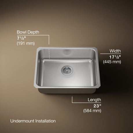 Undertone® 23" undermount single-bowl kitchen sink