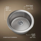 Undertone® Lyric® 18-1/2" top-/undermount single-bowl bar sink