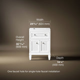 Hearthaven® 24" bathroom vanity cabinet with sink and quartz top