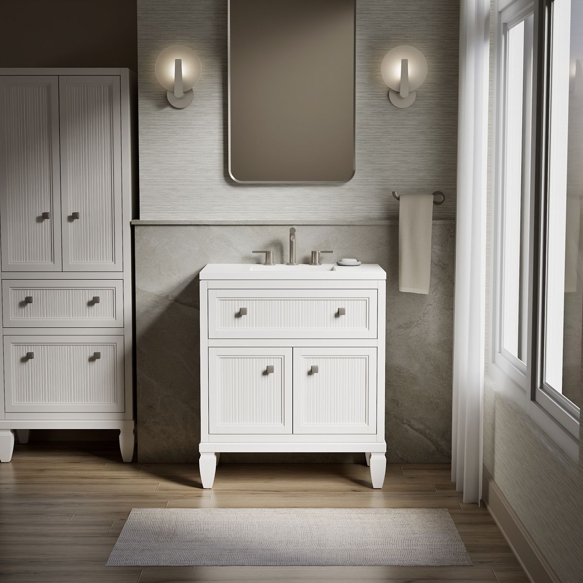 Hearthaven® 30" bathroom vanity cabinet with sink and quartz top