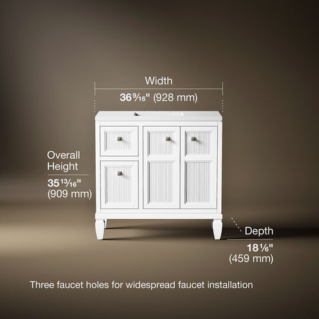 Hearthaven® 36" bathroom vanity cabinet with sink and quartz top