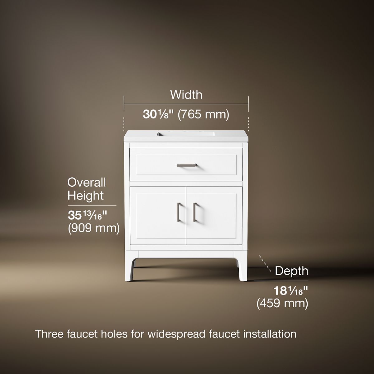 Seer® 30" bathroom vanity cabinet with sink and quartz top