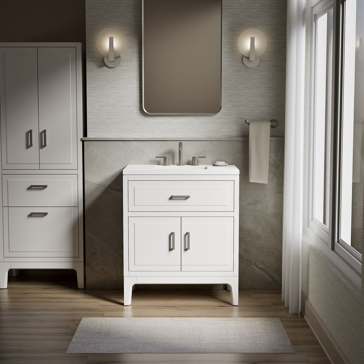 Seer® 30" bathroom vanity cabinet with sink and quartz top