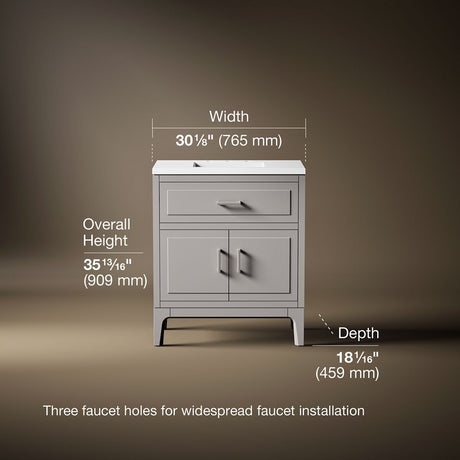 Seer® 30" bathroom vanity cabinet with sink and quartz top