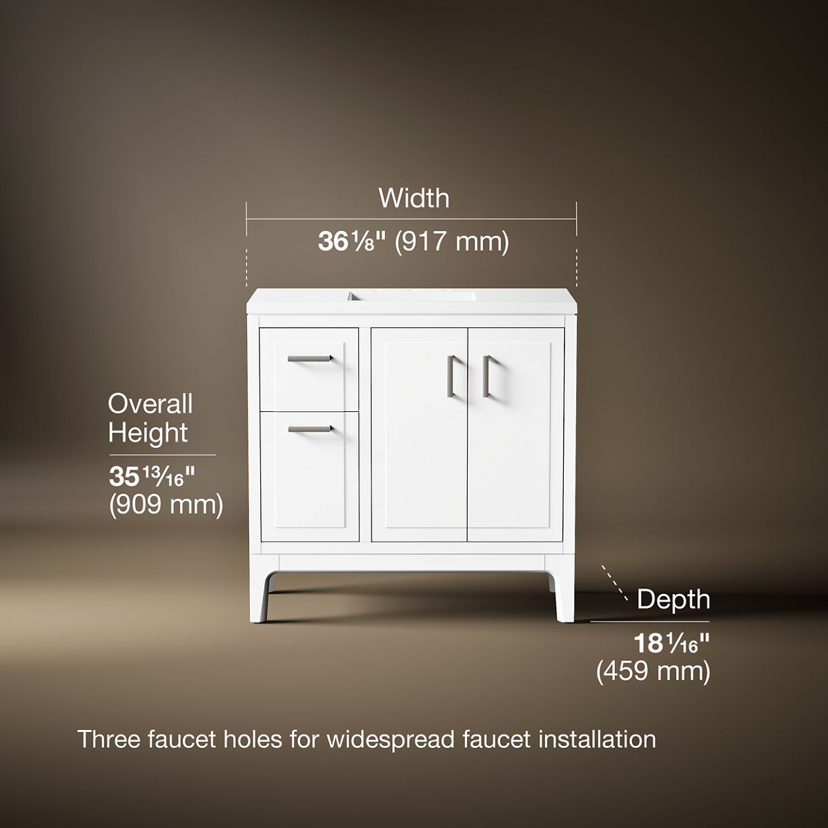 Seer® 36" bathroom vanity cabinet with sink and quartz top