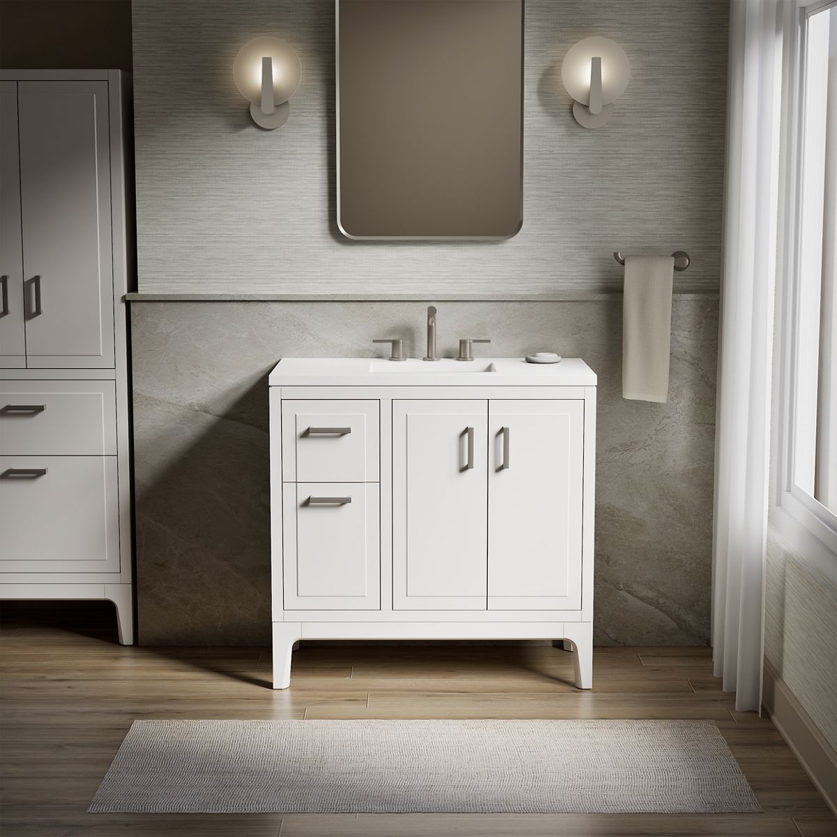 Seer® 36" bathroom vanity cabinet with sink and quartz top