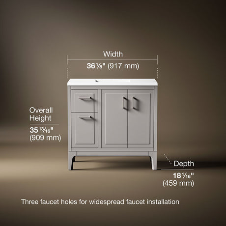 Seer® 36" bathroom vanity cabinet with sink and quartz top
