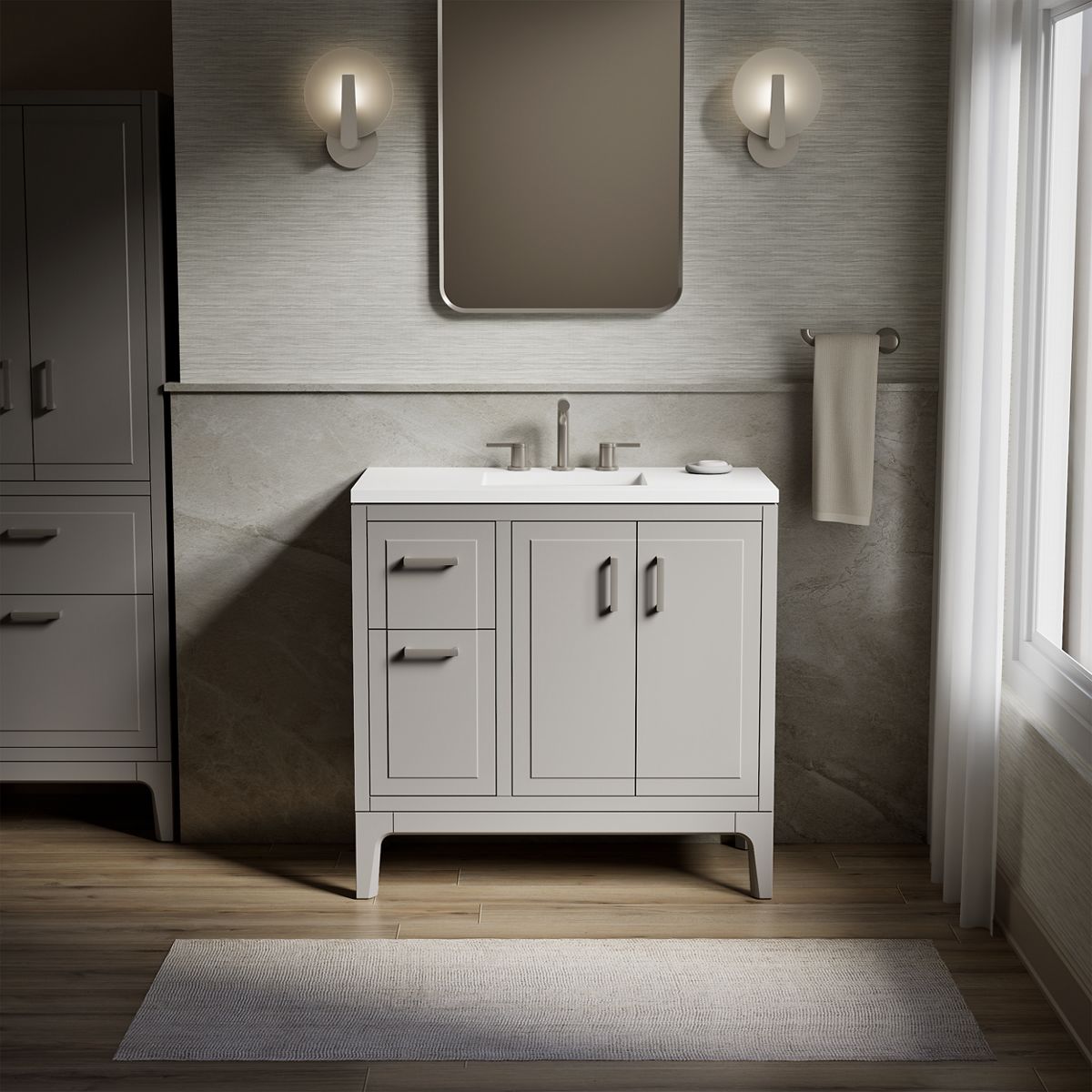 Seer® 36" bathroom vanity cabinet with sink and quartz top