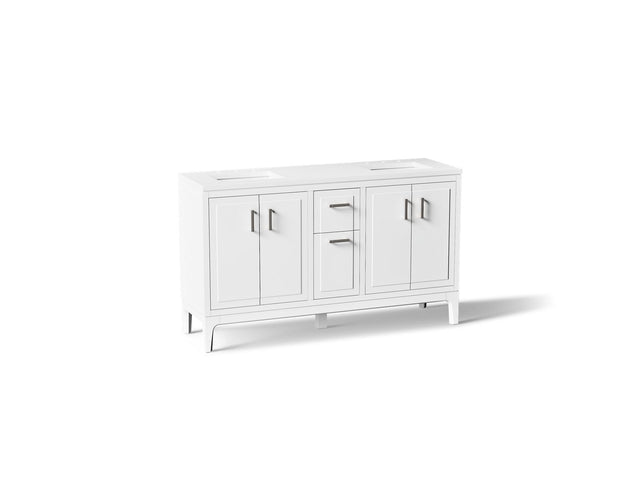 Seer® 60" bathroom vanity cabinet with sinks and quartz top