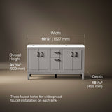 Seer® 60" bathroom vanity cabinet with sinks and quartz top