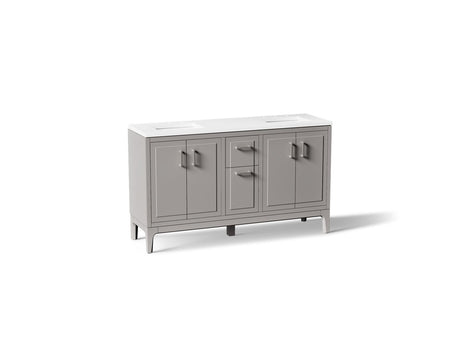 Seer® 60" bathroom vanity cabinet with sinks and quartz top