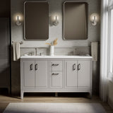 Seer® 60" bathroom vanity cabinet with sinks and quartz top