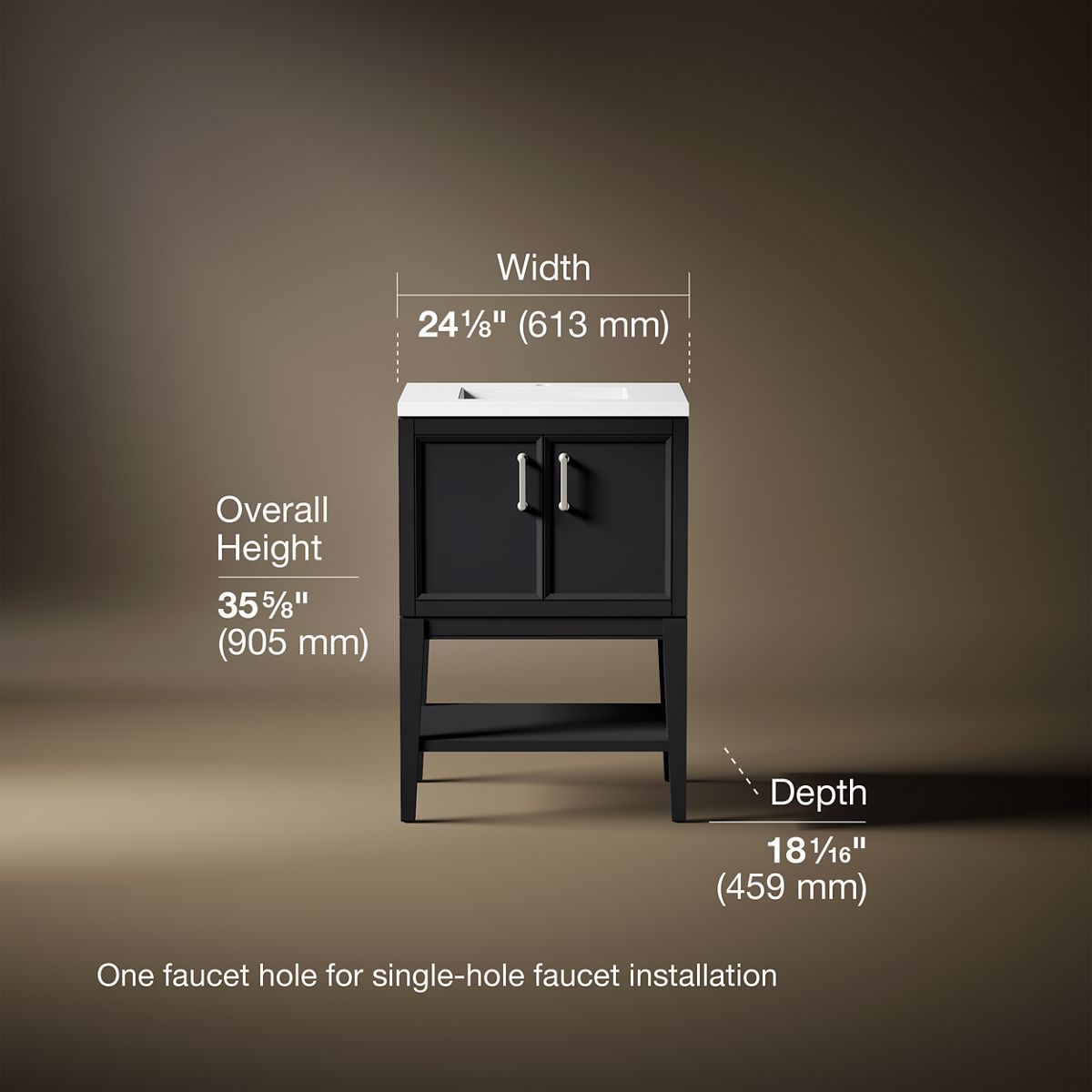 Winnow® 24" bathroom vanity cabinet with sink and quartz top