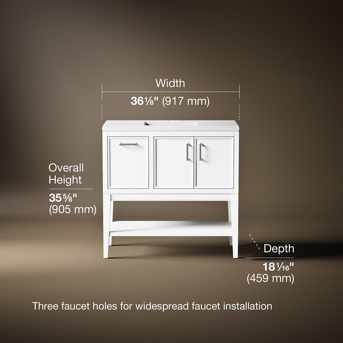 Winnow® 36" bathroom vanity cabinet with sink and quartz top