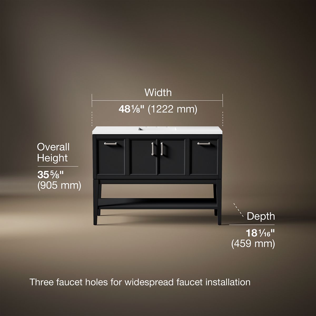 Winnow® 48" bathroom vanity cabinet with sink and quartz top
