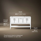 Winnow® 60" bathroom vanity cabinet with sinks and quartz top