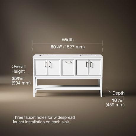 Winnow® 60" bathroom vanity cabinet with sinks and quartz top
