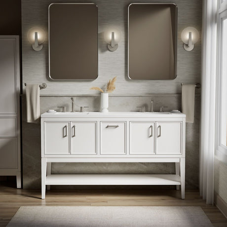 Winnow® 60" bathroom vanity cabinet with sinks and quartz top