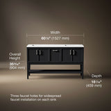 Winnow® 60" bathroom vanity cabinet with sinks and quartz top
