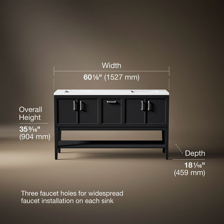 Winnow® 60" bathroom vanity cabinet with sinks and quartz top