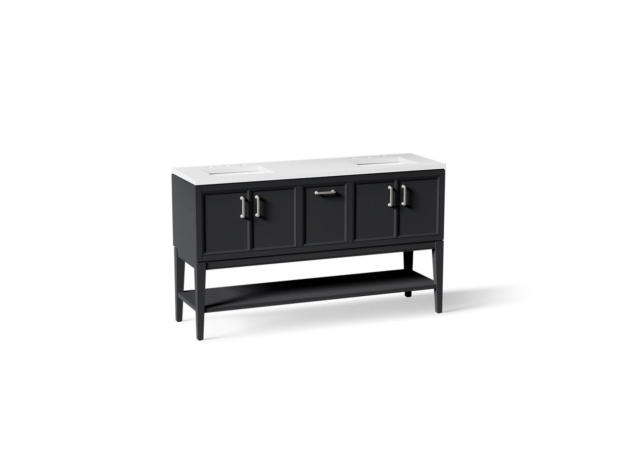 Winnow® 60" bathroom vanity cabinet with sinks and quartz top